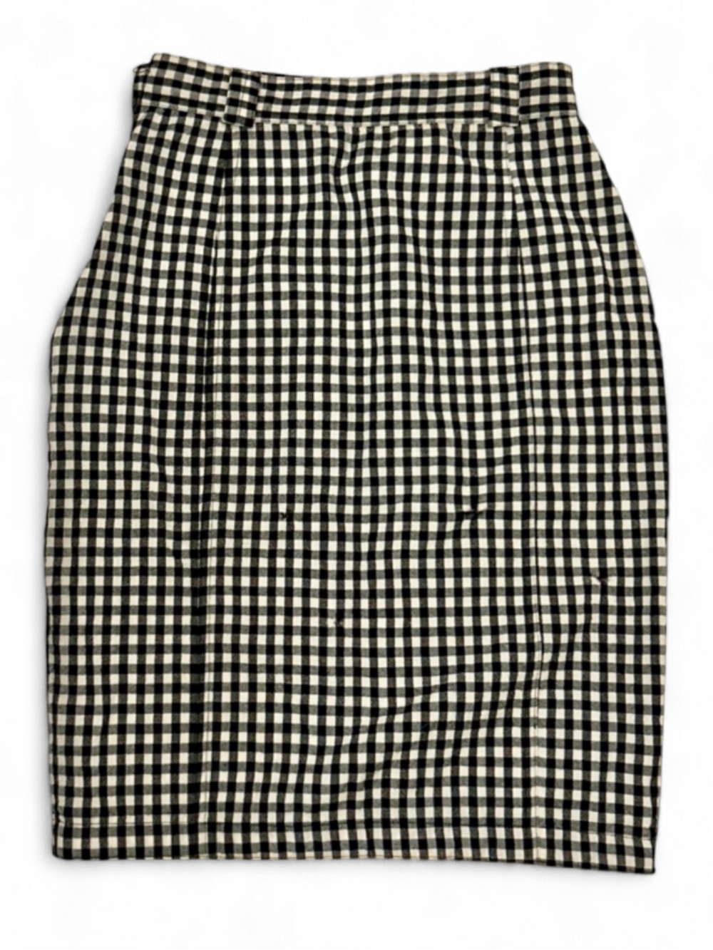 GIANNI VERSACE ARCHIVAL Vintage 90s Gingham Wool Pencil Skirt w/ Pockets RARE